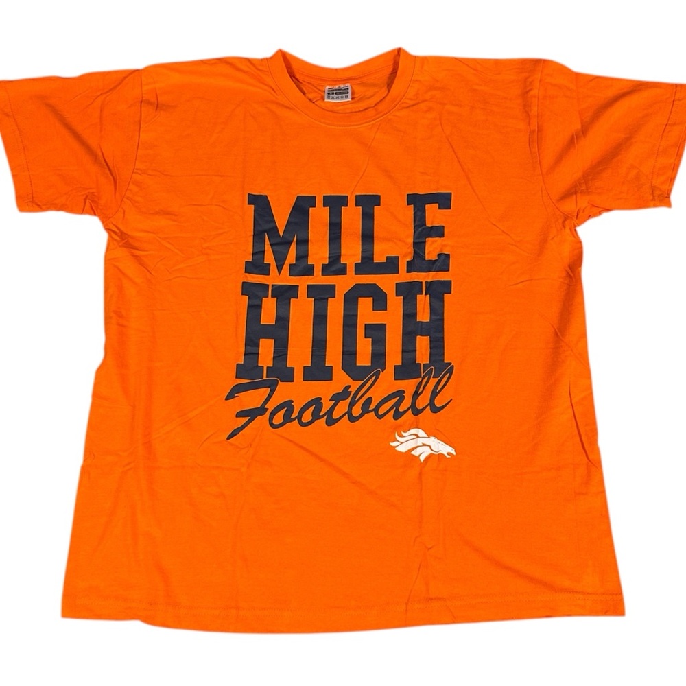 NFL Bud Light Denver Broncos Mile High Football Men's T-Shirt Orange XL Like New